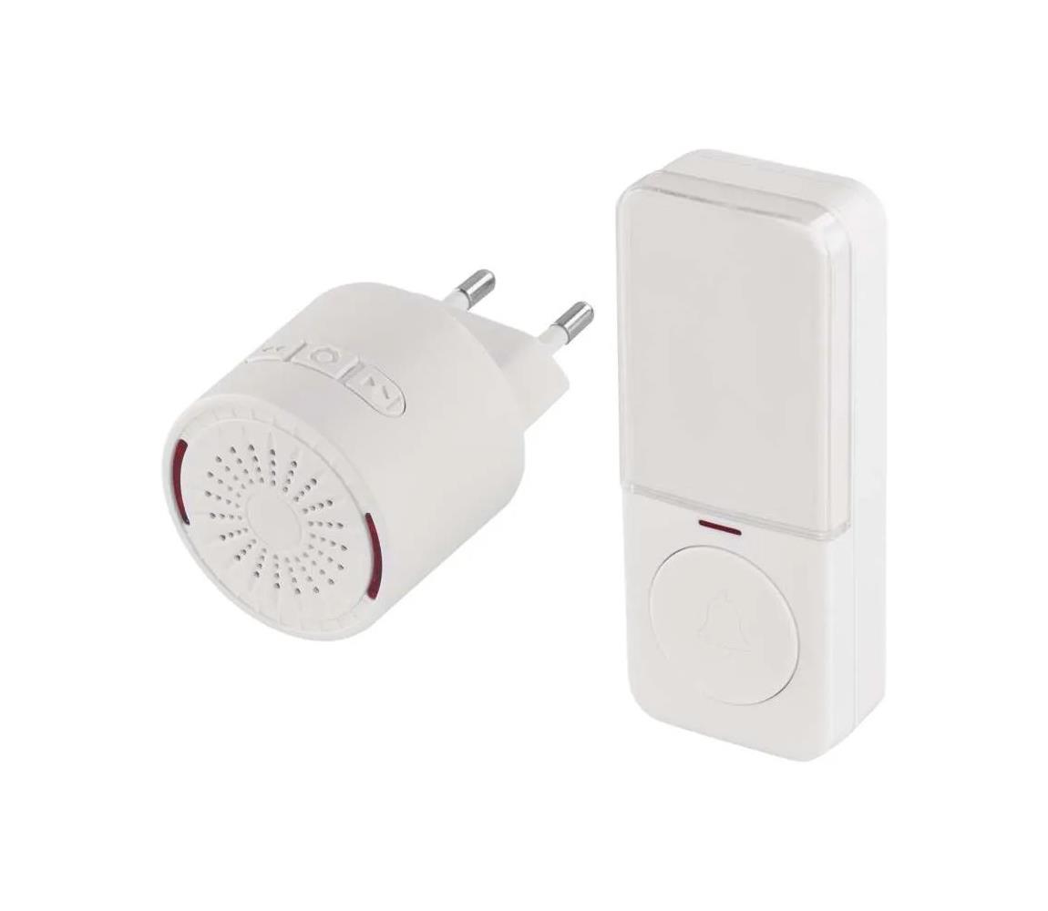 Vezeték nélküli konnektoros csengő 230V + 1xCR2032 fehér P5734