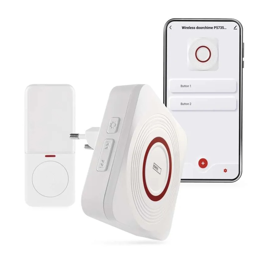Vezeték nélküli konnektoros csengő GoSmart 230V + 1xCR2032 fehér Wi-Fi