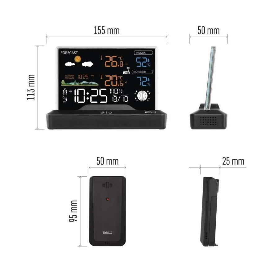 Vezeték nélküli időjárás-állomás 5V/2xAAA + 2xAAA