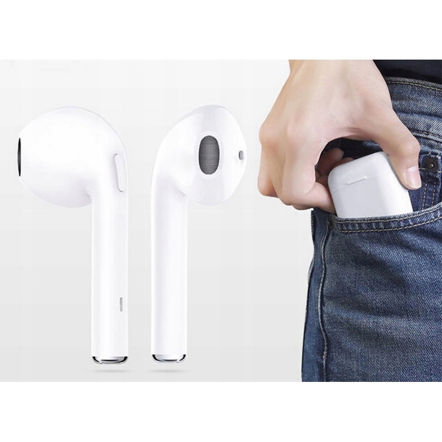 Vezeték nélküli fejhallgató mikrofonnal, IPX2, fehér, 350 mAh + 2x 45 mAh