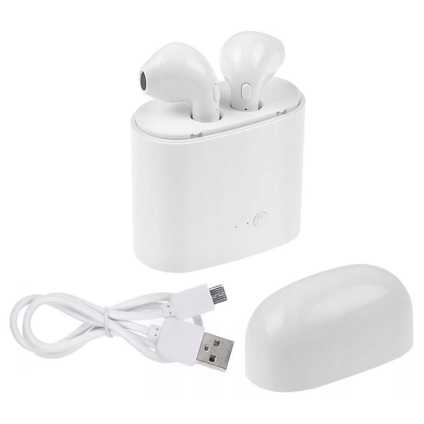 Vezeték nélküli fejhallgató mikrofonnal, IPX2, fehér, 350 mAh + 2x 45 mAh