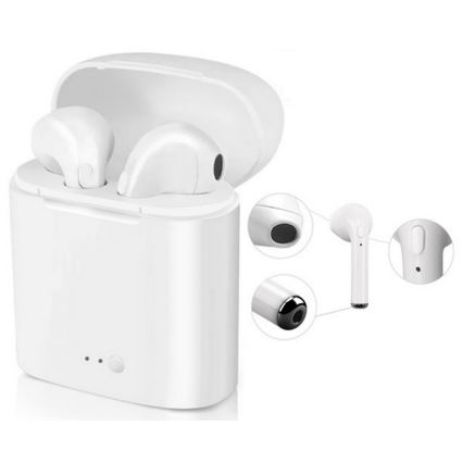 Vezeték nélküli fejhallgató mikrofonnal, IPX2, fehér, 350 mAh + 2x 45 mAh