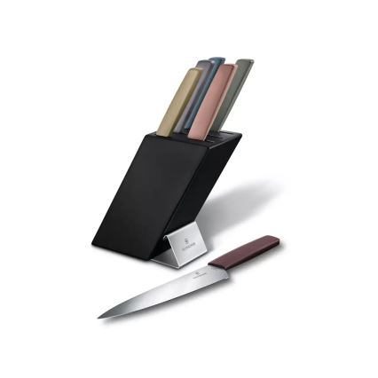 Victorinox - 7 darabos SWISS MODERN konyhakéskészlet bükkfa késblokkal, színes kivitel