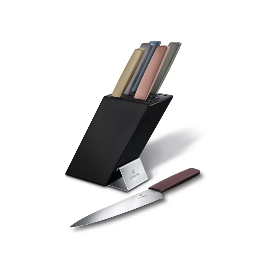 Victorinox - 7 darabos SWISS MODERN konyhakéskészlet bükkfa késblokkal, színes kivitel
