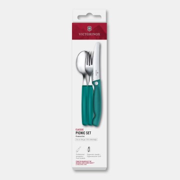 Victorinox - SWISS CLASSIC 3 darabos piknik evőeszköz-készlet, türkiz