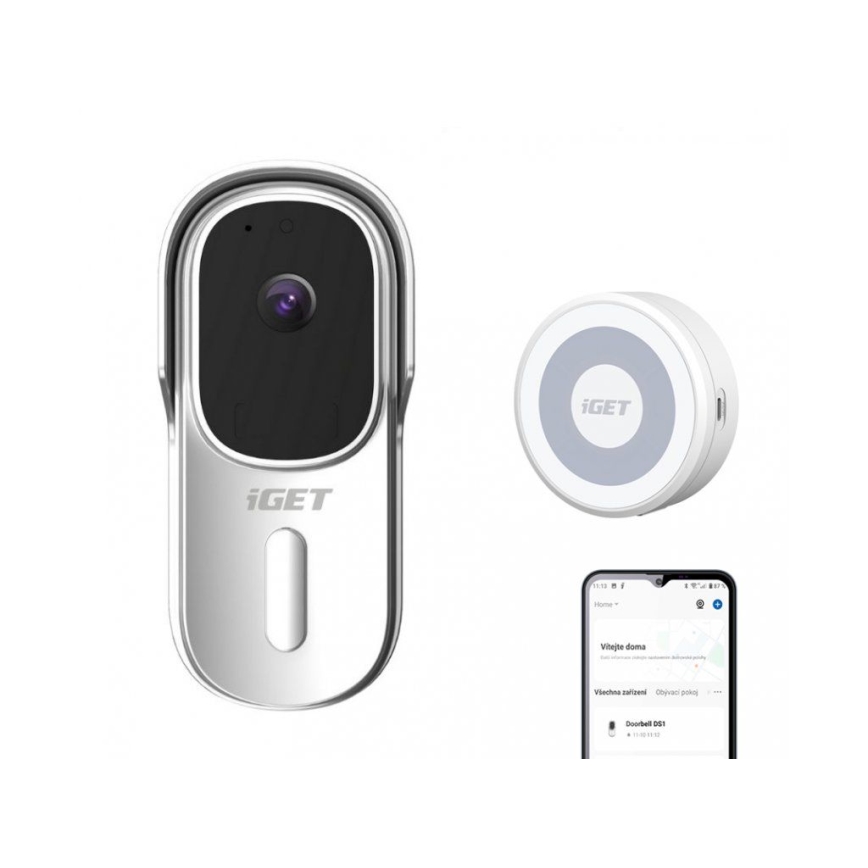 Videó csengő mozgásérzékelővel Full HD 1080p IP65 Wi-Fi fehér + hangszóró