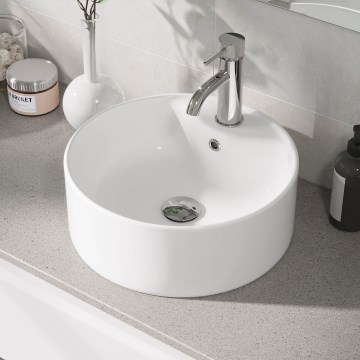 VIKEDAL ráépített mosdó, átm. 38 cm, kerámia/fehér