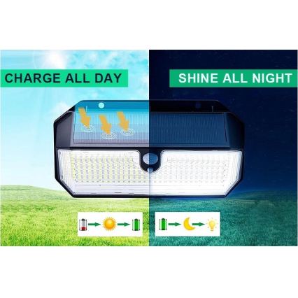 Viking - LED napelemes fali világítótest érzékelővel LED/2W/3,7V IP65 6000K 2200 mAh