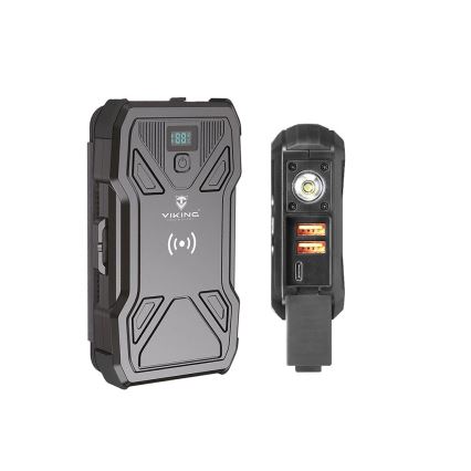 Viking - powerbank LED lámpával, vezeték nélküli töltéssel és napelemes töltőpanellel Power Delivery 22,5W/20000 mAh