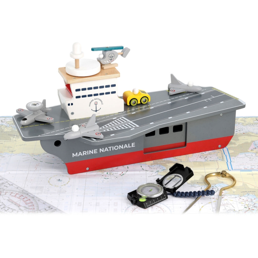 Vilac - Fából készült repülőgép-hordozó tartozékokkal