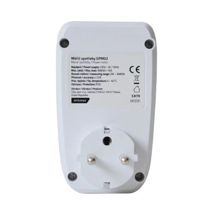 Villany fogyasztásmérő 3680W/230V