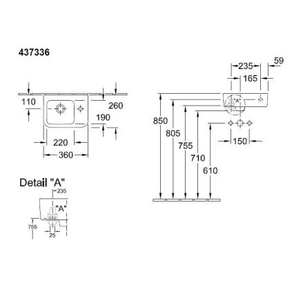 Villeroy & Boch 43733601 - Függesztett mosdó ARCHITECTURA 36x26 cm kerámia/fehér