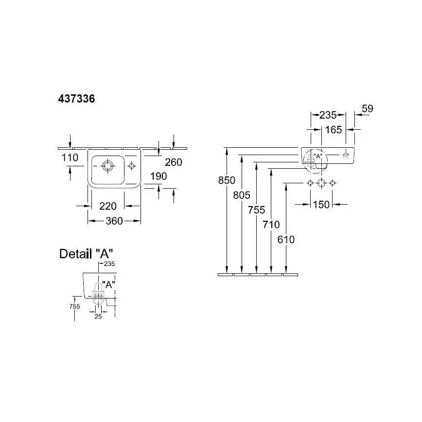 Villeroy & Boch 43733601 - Függesztett mosdó ARCHITECTURA 36x26 cm kerámia/fehér