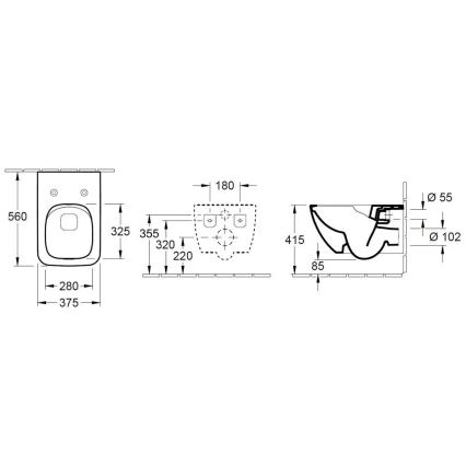 Villeroy & Boch 4611RSR1 - VENTICELLO függesztett WC SoftClose ülőkével, kerámia/fehér