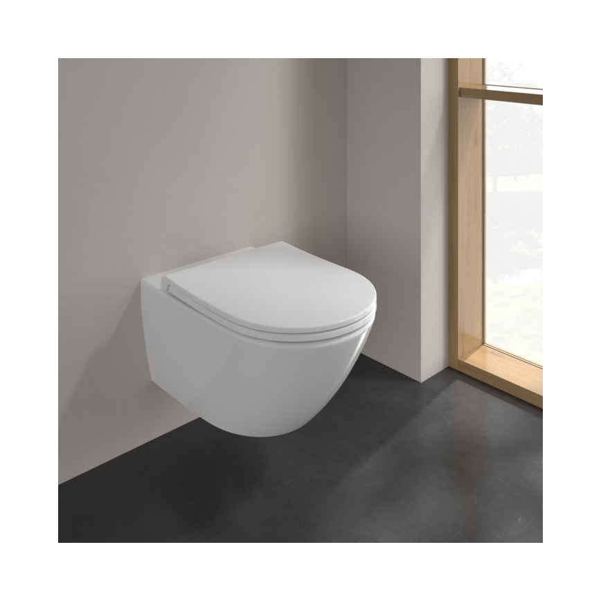 Villeroy & Boch 4670T9R1 - SUBWAY 3.0 falra szerelhető WC SoftClose ülőkével, kerámia/fehér