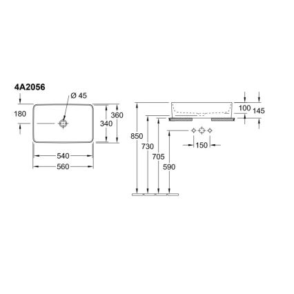 Villeroy & Boch 4A2056R1 - Ráültethető mosdó COLLARO 56x36 cm kerámia/fehér