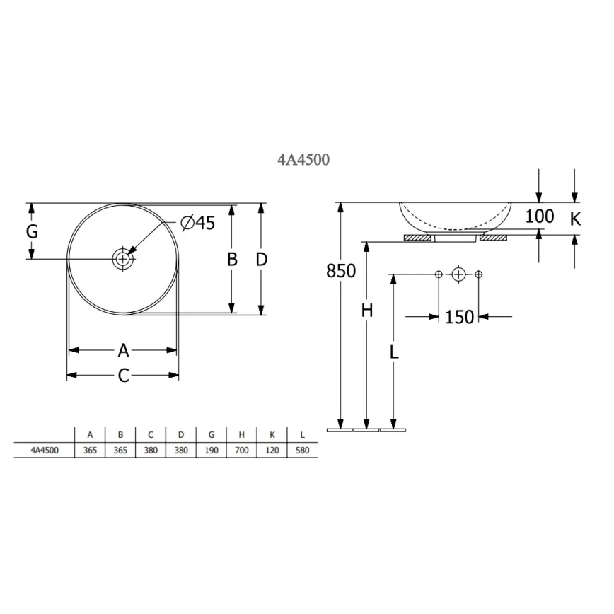 Villeroy & Boch 4A450001 - LOOP&FRIENDS ráépíthető mosdó, Ø 38 cm, kerámia, fehér