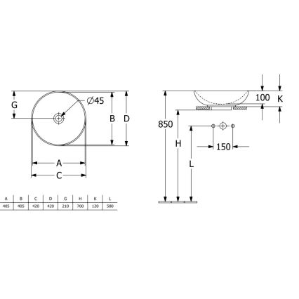 Villeroy & Boch 4A460001 - pult fölé helyezhető mosdó LOOP&FRIENDS Ø 42 cm kerámia/fehér