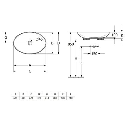 Villeroy & Boch 4A480001 - Ráépíthető mosdó LOOP&FRIENDS 62x42 cm kerámia/fehér