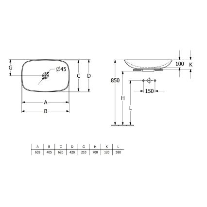 Villeroy & Boch 4A500001 - Ráépíthető mosdó LOOP&FRIENDS 62 x 42 cm kerámia/fehér