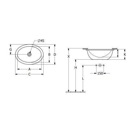 Villeroy & Boch 4A530001 - Aláépíthető mosdó LOOP&FRIENDS 43x29 cm kerámia/fehér