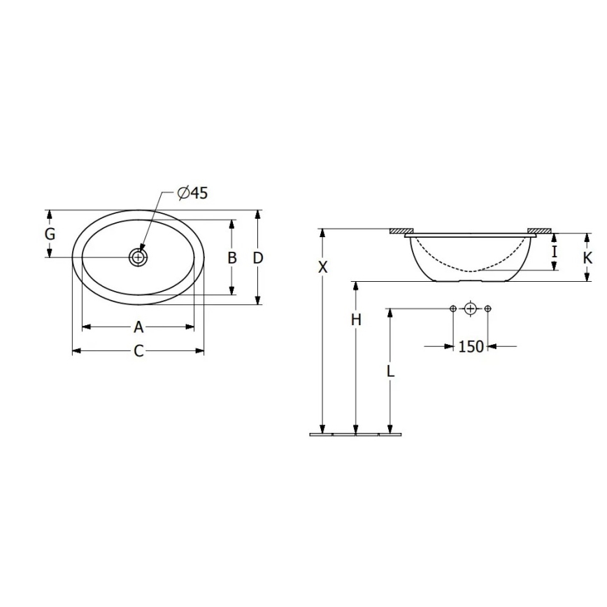 Villeroy & Boch 4A530001 - Aláépíthető mosdó LOOP&FRIENDS 43x29 cm kerámia/fehér
