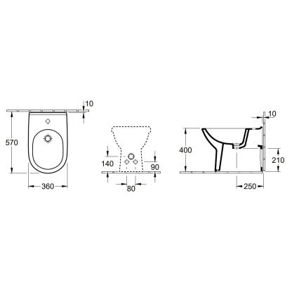 Villeroy & Boch 54610001 - Álló bidé O.NOVO 57x36 cm kerámia/fehér