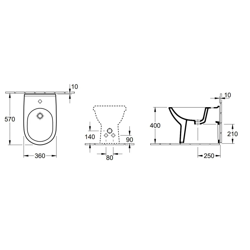 Villeroy & Boch 54610001 - Álló bidé O.NOVO 57x36 cm kerámia/fehér