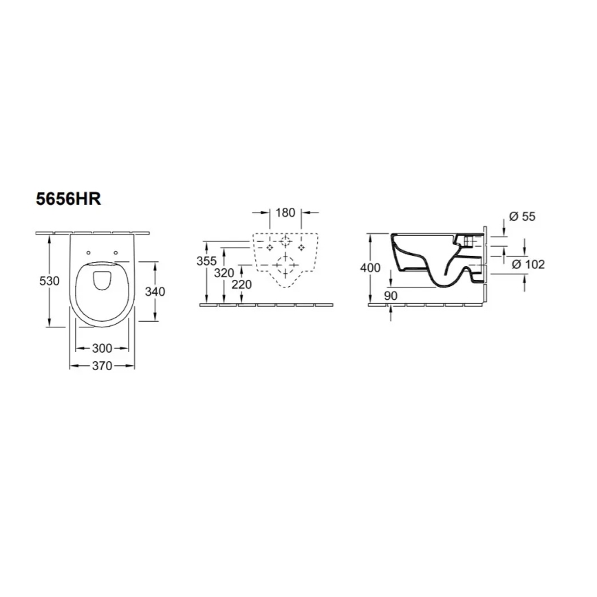 Villeroy & Boch 5656HR01 - Fali WC SoftClose záródású ülőkével AVENTO kerámia/fehér