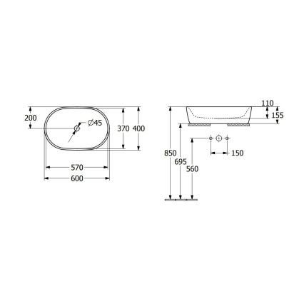 Villeroy & Boch 5A266001 - Ráültethető ARCHITECTURA mosdó 60x40 cm kerámia/fehér