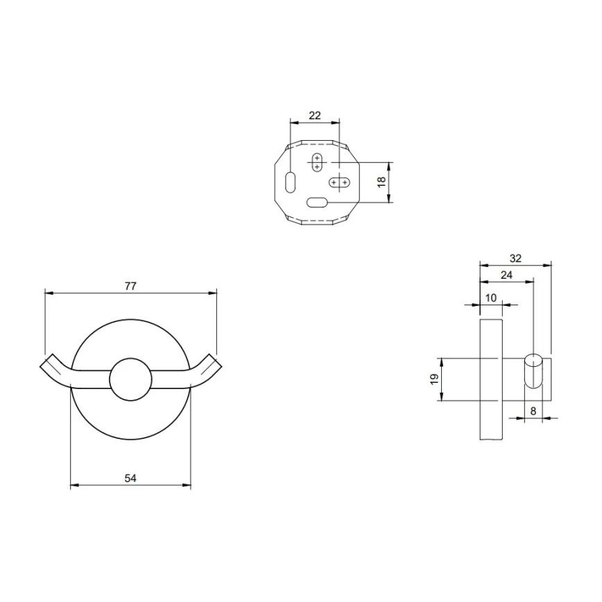 Villeroy & Boch TVA15101200061 - ELEMENTS falikampó, fényes króm