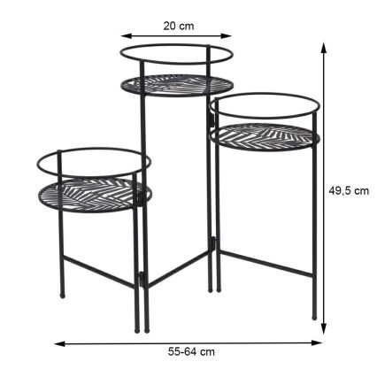 Virágállvány 49,5x64 cm fekete