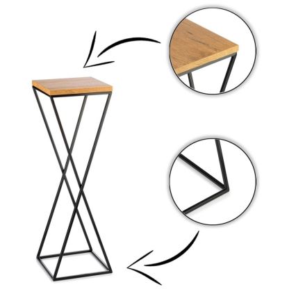 Virágállvány 70x24 cm fekete/barna