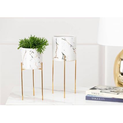 Virágállvány NILA 32,5x13 cm fehér/arany