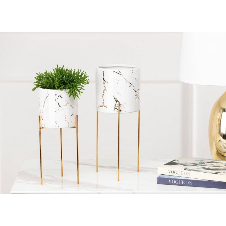 Virágállvány NILA 32,5x13 cm fehér/arany