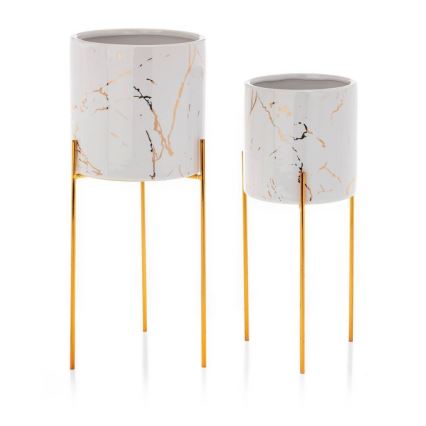 Virágállvány NILA 32,5x13 cm fehér/arany