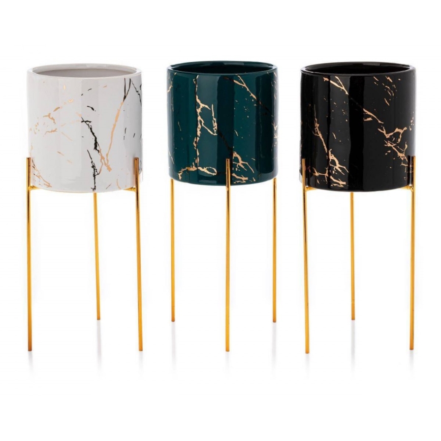 Virágállvány NILA 32,5x13 cm fehér/arany