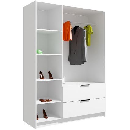 VISTA gardróbszekrény tükörrel, 150x215 cm, artisan tölgy/grafit