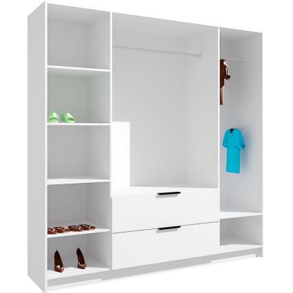 VISTA gardróbszekrény tükörrel, 200x215 cm, artisan tölgy/grafit