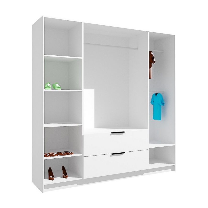 VISTA gardróbszekrény tükörrel, 200x215 cm, artisan tölgy/grafit