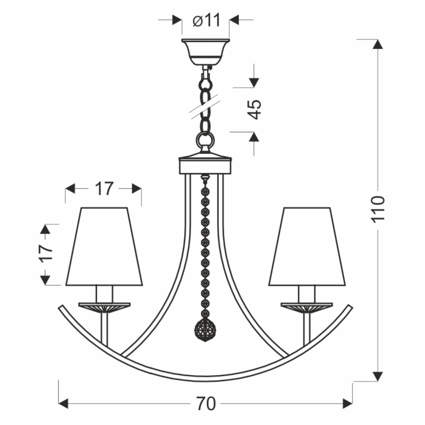 VITORIA láncos csillár 4xE14/40W/230V sárga/sárgaréz