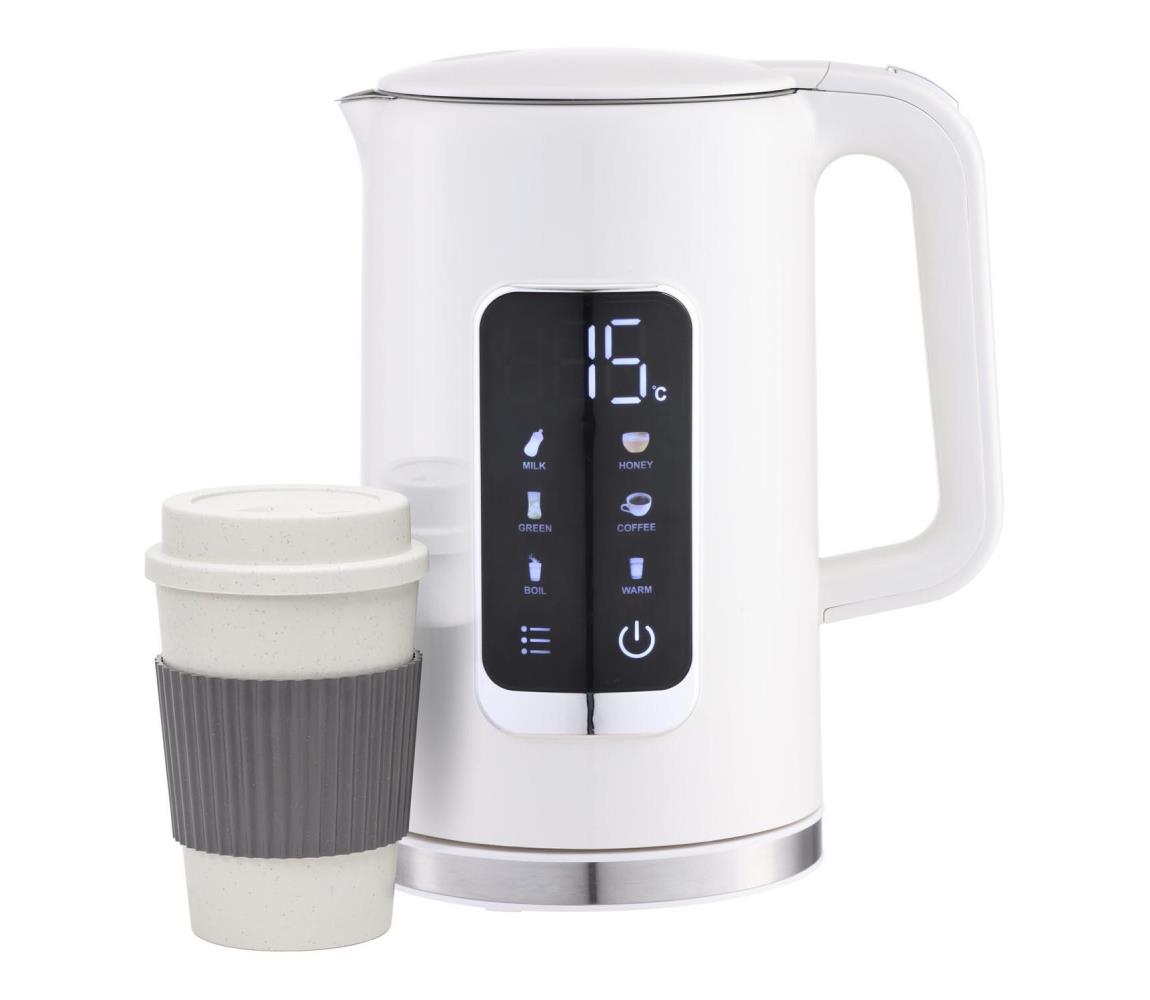 Vízforraló LCD kijelzővel 1,7 l 2200W/230V fehér + bögre 450 ml PEKR723W