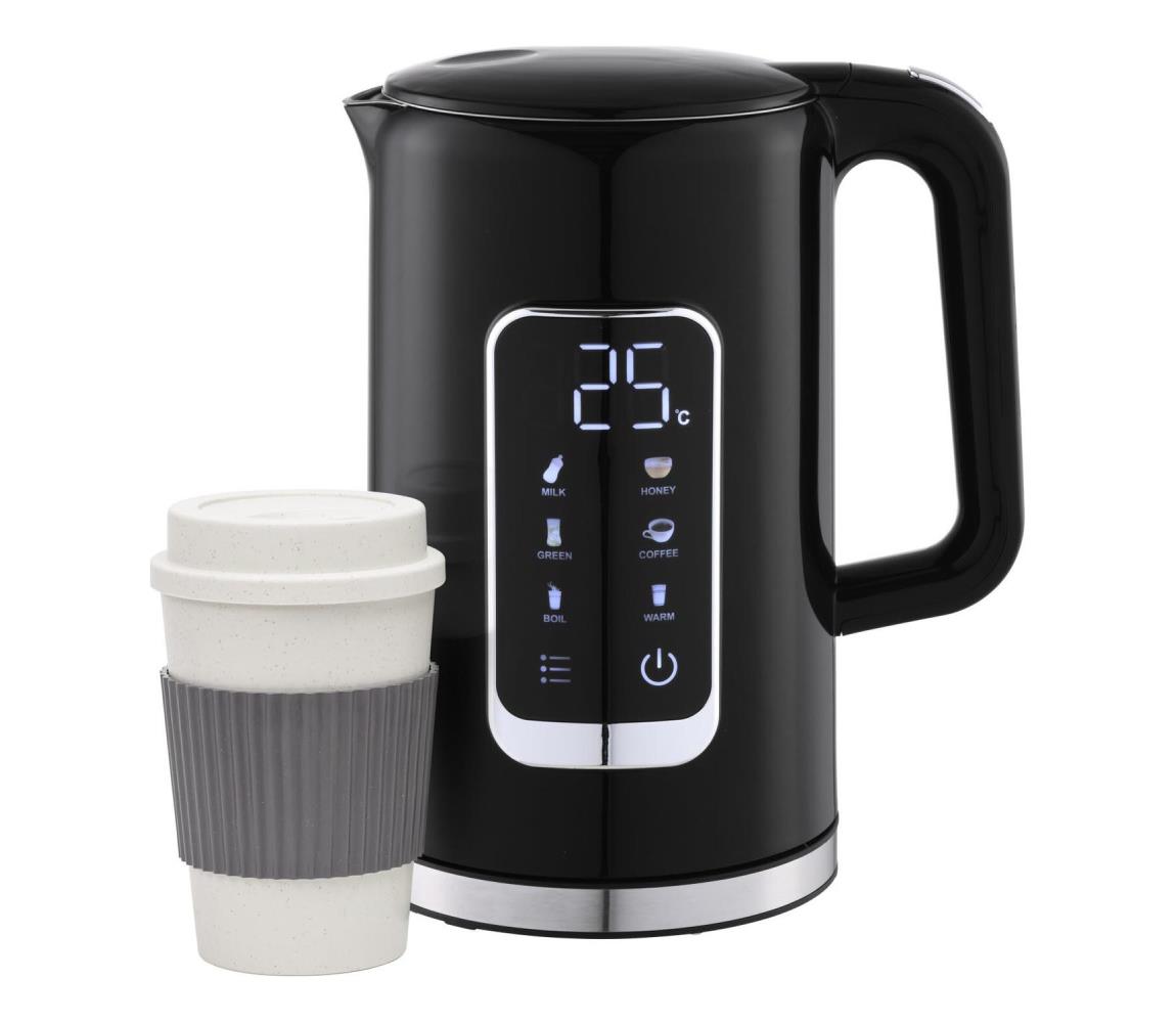 Vízforraló LCD kijelzővel 1,7 l 2200W/230V fekete + travel csésze 450 ml PEKR723B