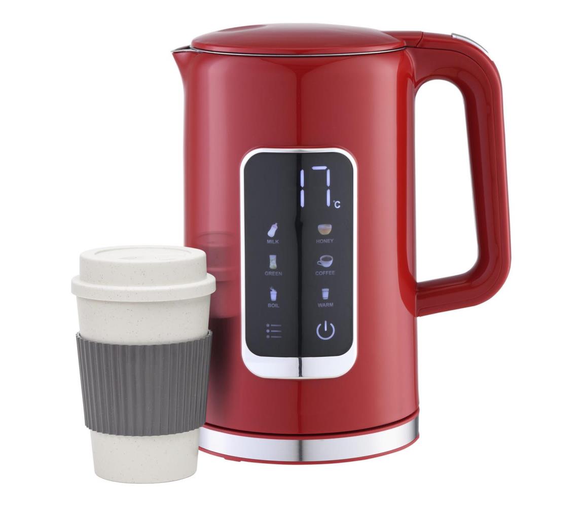 Vízforraló LCD kijelzővel 1,7 l 2200W/230V piros + bögre 450 ml PEKR723R