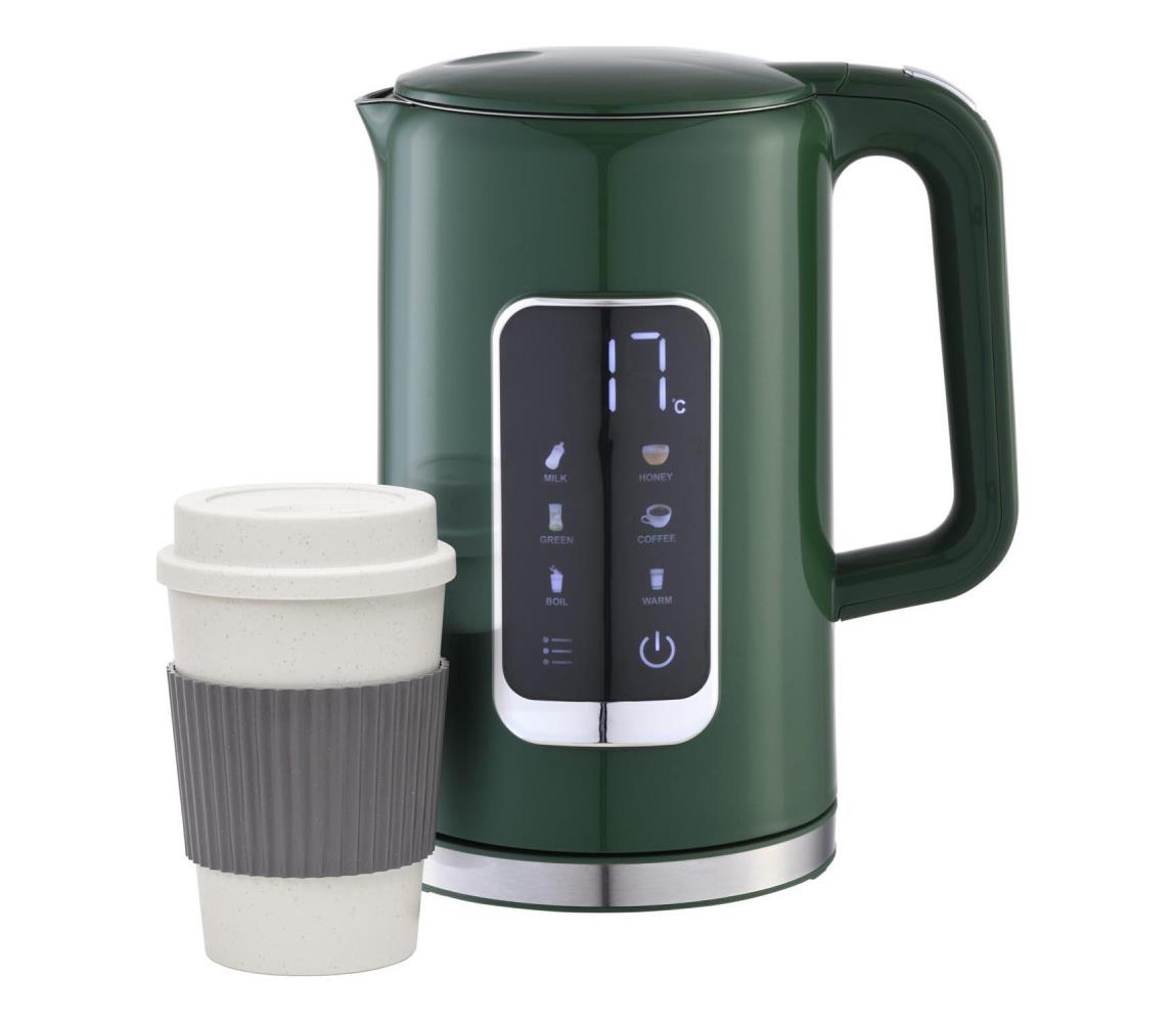 Vízforraló LCD kijelzővel 1,7 l 2200W/230V zöld + travel csésze 450 ml PEKR723G