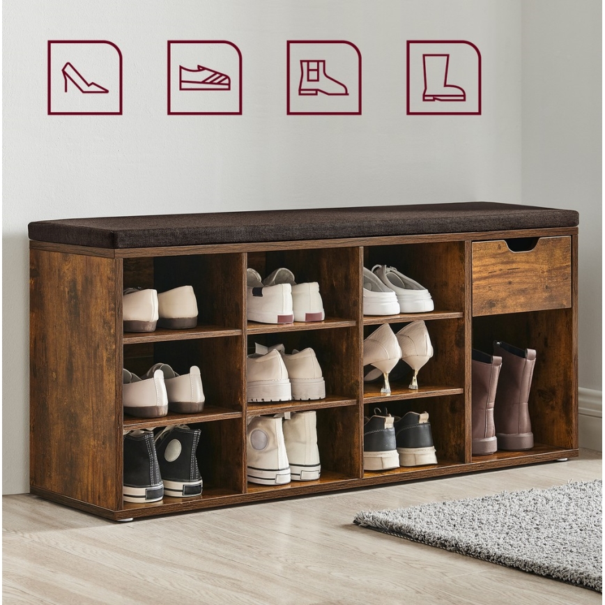 VOREN cipőtároló barna/fekete