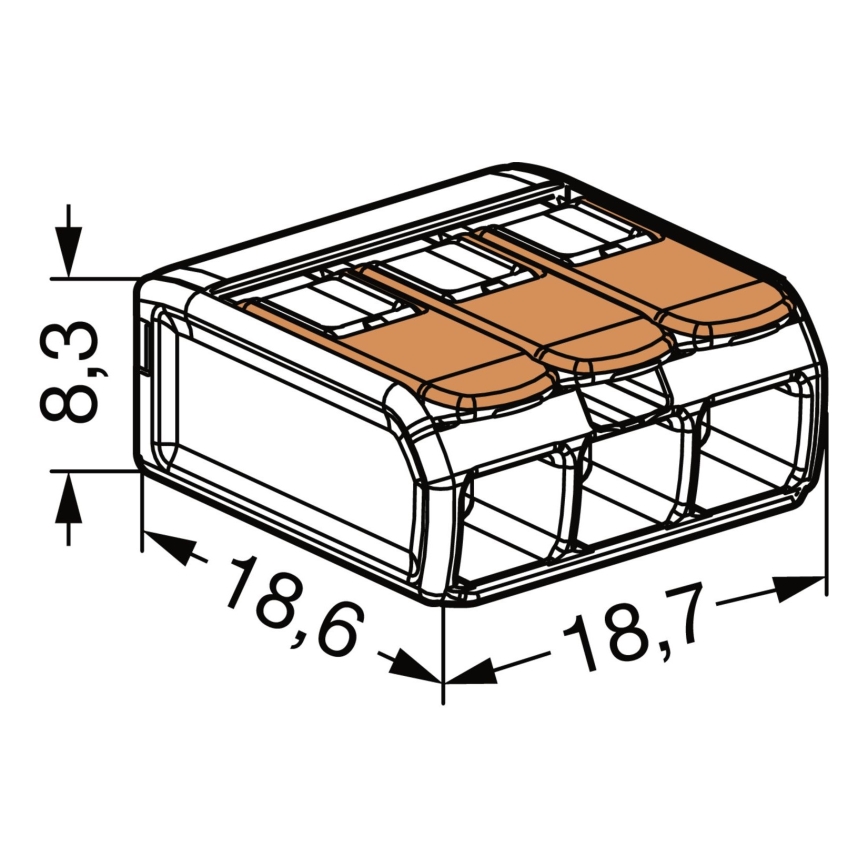 WAGO 221-413 - Csatlakozó terminál COMPACT 3x4 450V narancssárga