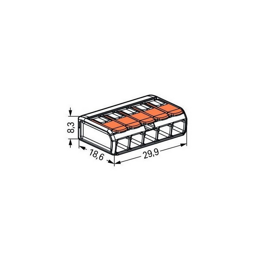 WAGO 221-415 - Csatlakozó terminál COMPACT 5x4 450V narancssárga