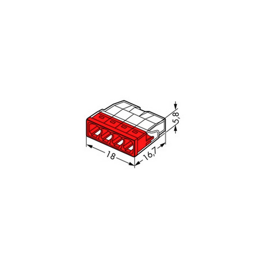 WAGO 2273-204 - Csatlakozódoboz terminál COMPACT 4x2,5 450V piros