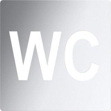 WC jel 12x12 cm rozsdamentes acél/ezüst